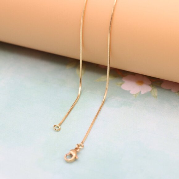 Delicate Rose Gold Snake Chain Necklace,  Elegant Look, XPNL0130 - Picture 6 of 12